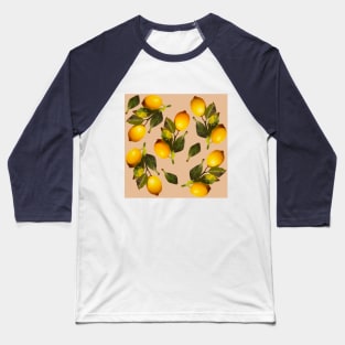 Seamless pattern with lemons and leaves Baseball T-Shirt